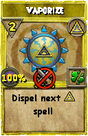 Wizard101 Myth spell card: Vaporize, Spell ID 3302