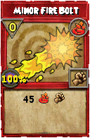 Wizard101 Fire spell card: Minor Fire Bolt, Spell ID 3033