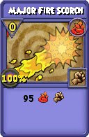 Wizard101 Fire spell card: Major Fire Scorch, Spell ID 3123