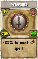 Wizard101 Balance spell card: Weakness, Spell ID 3327