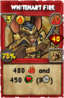 Wizard101 Fire spell card: Whitehart Fire, Spell ID 3430