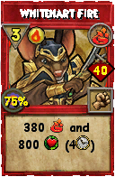Wizard101 Fire spell card: Whitehart Fire, Spell ID 3436