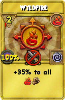 Wizard101 Fire spell card: Wyldfire, Spell ID 3282