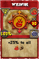 Wizard101 Fire spell card: Wyldfire, Spell ID 3178