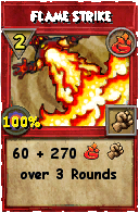 Wizard101 Fire spell card: Flame Strike, Spell ID 4001