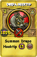 Wizard101 Myth spell card: Drepa Hooktip, Spell ID 4028