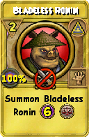 Wizard101 Myth spell card: Bladeless Ronin, Spell ID 4046