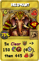 Wizard101 Fire spell card: Helephant, Spell ID 4051