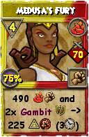 Wizard101 Fire spell card: Medusa's Fury, Spell ID 4065