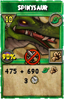 Wizard101 Life spell card: Spinysaur, Spell ID 4072