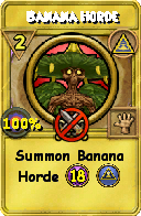 Wizard101 Myth spell card: Banana Horde, Spell ID 4074