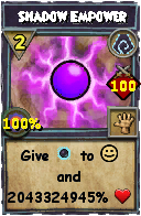 Wizard101 Shadow spell card: Shadow Empower, Spell ID 4077