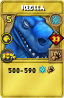 Wizard101 Ice spell card: Icezilla, Spell ID 4078