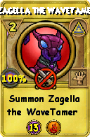 Wizard101 Myth spell card: Zagella the WaveTamer, Spell ID 4086
