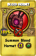 Wizard101 Myth spell card: Blood Hornet, Spell ID 4117