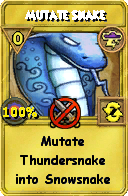 Wizard101 Storm spell card: Mutate Snake, Spell ID 4119
