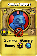 Wizard101 Myth spell card: Gummy Bunny, Spell ID 4124