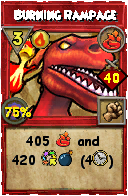 Wizard101 Fire spell card: Burning Rampage, Spell ID 4141