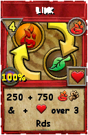Wizard101 Fire spell card: Link, Spell ID 4144