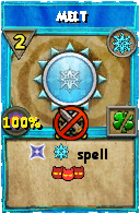 Wizard101 Ice spell card: Melt, Spell ID 4145