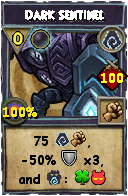 Wizard101 Shadow spell card: Dark Sentinel, Spell ID 4149