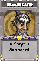 Wizard101 School 16 spell card: Summon Satyr, Spell ID 4156