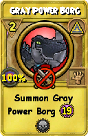 Wizard101 Myth spell card: Gray Power Borg, Spell ID 4158