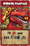 Wizard101 Fire spell card: Burning Rampage, Spell ID 4169