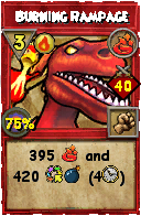 Wizard101 Fire spell card: Burning Rampage, Spell ID 4170
