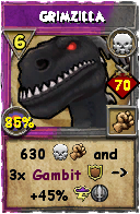 Wizard101 Death spell card: Grimzilla, Spell ID 4172