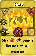 Wizard101 Fire spell card: Scald, Spell ID 4176