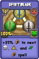 Wizard101 Balance spell card: Spirit Blade, Spell ID 4181