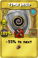 Wizard101 Ice spell card: Tower Shield, Spell ID 4187