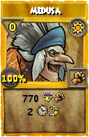 Wizard101 Sun spell card: Medusa, Spell ID 4192