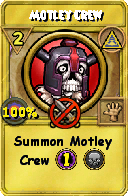 Wizard101 Myth spell card: Motley Crew, Spell ID 4195