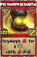 Wizard101 Fire spell card: Polymorph Elemental, Spell ID 4199