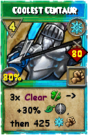 Wizard101 Ice spell card: Coolest Centaur, Spell ID 4203
