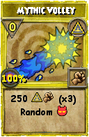 Wizard101 Myth spell card: Mythic Volley, Spell ID 4204