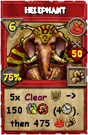 Wizard101 Fire spell card: Helephant, Spell ID 4208