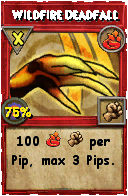 Wizard101 Fire spell card: Wildfire Deadfall, Spell ID 4262