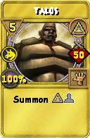 Wizard101 Myth spell card: Talos, Spell ID 4309
