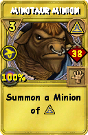 Wizard101 Myth spell card: Minotaur Minion, Spell ID 4311