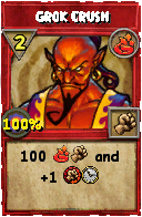 Wizard101 Fire spell card: Grok Crush, Spell ID 4315