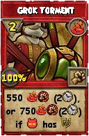 Wizard101 Fire spell card: Grok Torment, Spell ID 4316