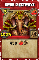 Wizard101 Fire spell card: GROK DESTROY!, Spell ID 4320