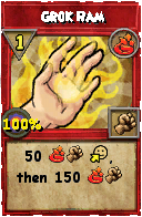 Wizard101 Fire spell card: Grok Ram, Spell ID 4322