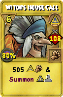 Wizard101 Myth spell card: Witch's House Call, Spell ID 4334