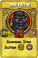 Wizard101 Myth spell card: Iron Sultan, Spell ID 4350