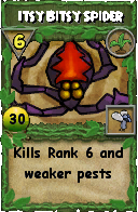 Wizard101 Gardening spell card: Itsy Bitsy Spider, Spell ID 4359