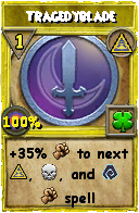 Wizard101 Myth spell card: Tragedyblade, Spell ID 4366